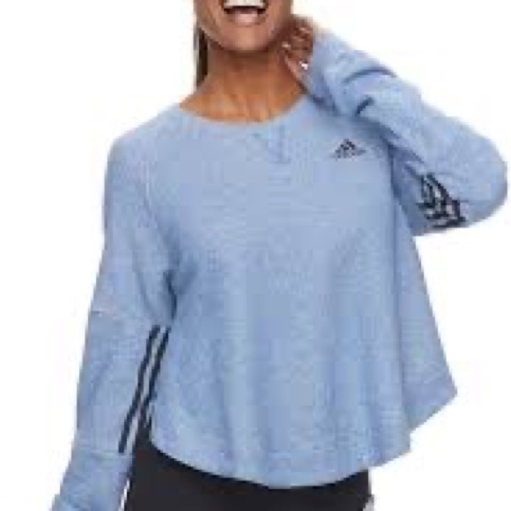 Adidas Under Arm Striped Cropped Active Top High Side Slits Size Small